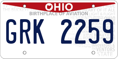 OH license plate GRK2259