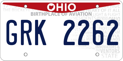 OH license plate GRK2262