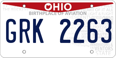 OH license plate GRK2263