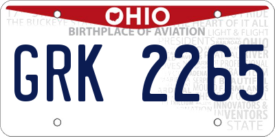 OH license plate GRK2265