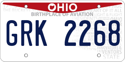 OH license plate GRK2268