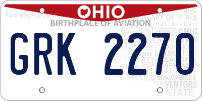 OH license plate GRK2270