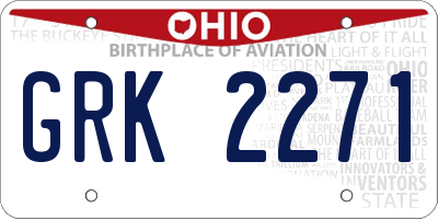 OH license plate GRK2271