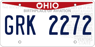 OH license plate GRK2272