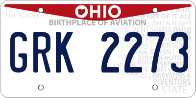 OH license plate GRK2273