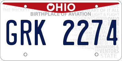 OH license plate GRK2274