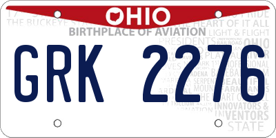 OH license plate GRK2276