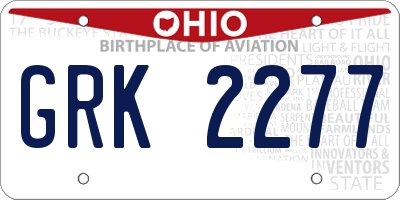 OH license plate GRK2277