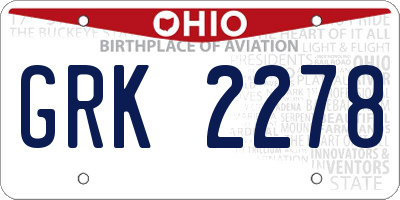 OH license plate GRK2278