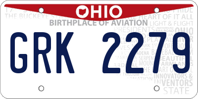 OH license plate GRK2279