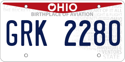 OH license plate GRK2280