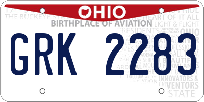 OH license plate GRK2283