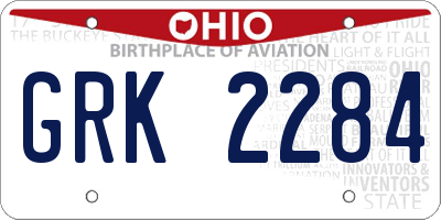 OH license plate GRK2284