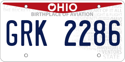 OH license plate GRK2286