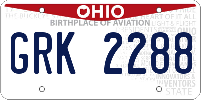 OH license plate GRK2288