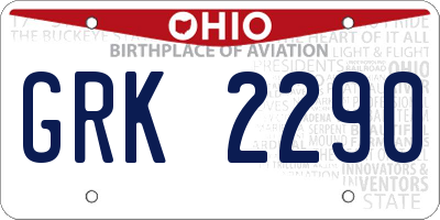 OH license plate GRK2290