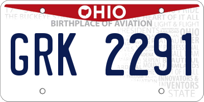 OH license plate GRK2291