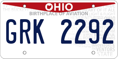 OH license plate GRK2292