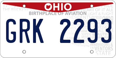 OH license plate GRK2293