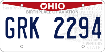 OH license plate GRK2294