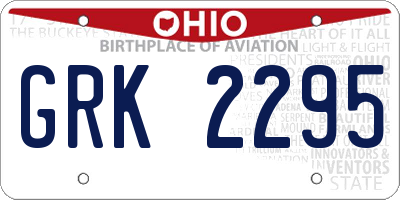 OH license plate GRK2295