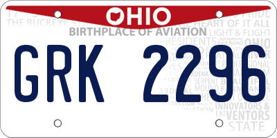 OH license plate GRK2296