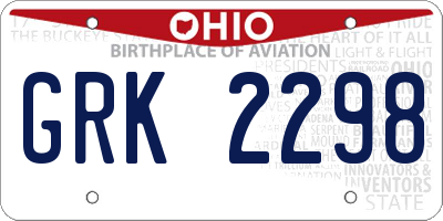 OH license plate GRK2298