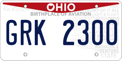 OH license plate GRK2300