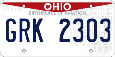 OH license plate GRK2303