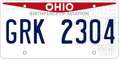 OH license plate GRK2304