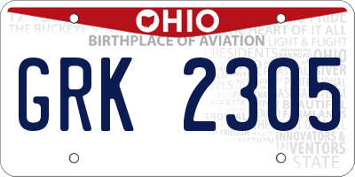 OH license plate GRK2305