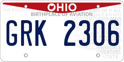 OH license plate GRK2306