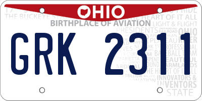 OH license plate GRK2311