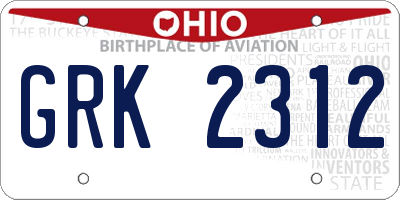 OH license plate GRK2312