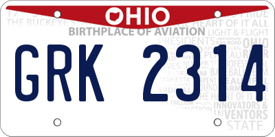 OH license plate GRK2314