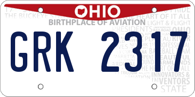 OH license plate GRK2317