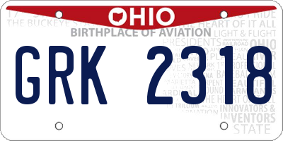 OH license plate GRK2318