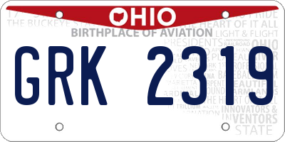 OH license plate GRK2319