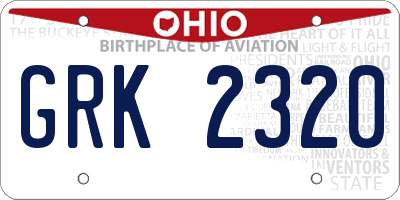 OH license plate GRK2320