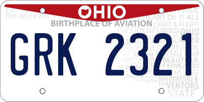 OH license plate GRK2321