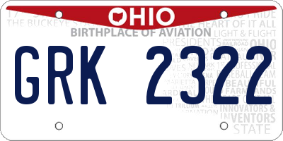 OH license plate GRK2322