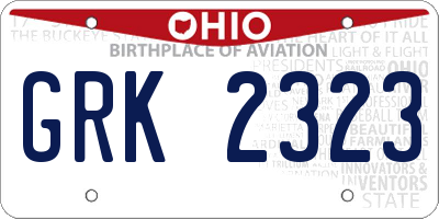 OH license plate GRK2323