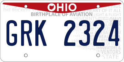 OH license plate GRK2324