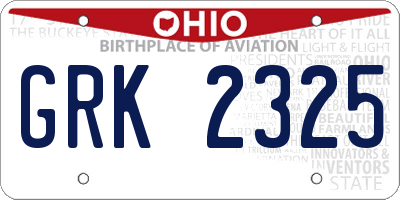 OH license plate GRK2325