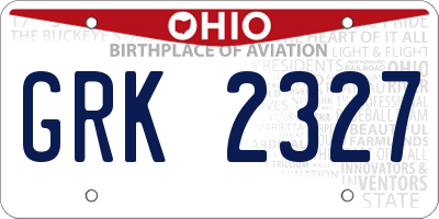 OH license plate GRK2327