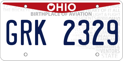 OH license plate GRK2329