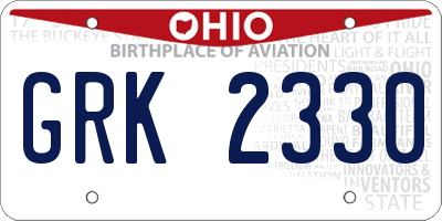 OH license plate GRK2330