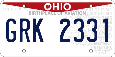 OH license plate GRK2331