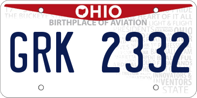 OH license plate GRK2332