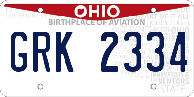 OH license plate GRK2334